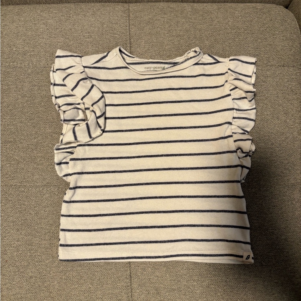 Easy Peasy Striped Ruffle Sleeve Girls Top 4T